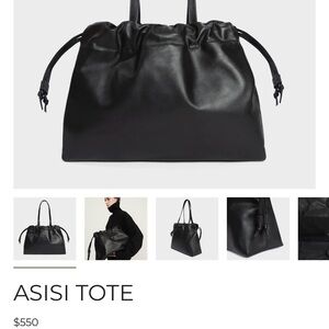 LEMIZ Asisi Black Drawstring Leather Tote